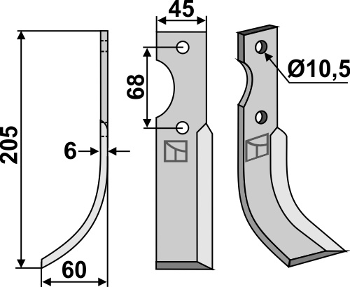 IHOF Fräsmesser 205x45mm, links