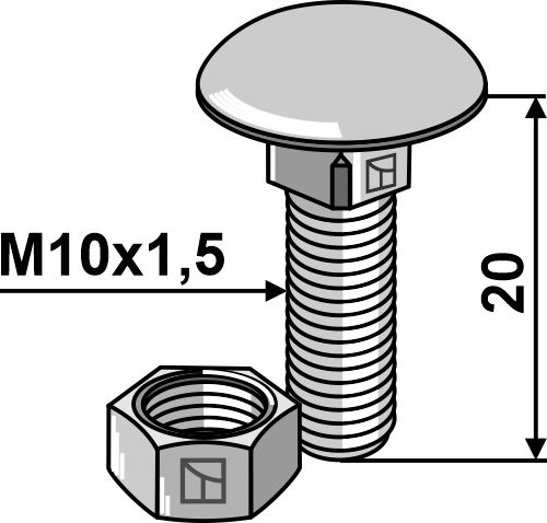 IHOF Flachrundschraube M10x1,5x20 verzinkt mit Mutter