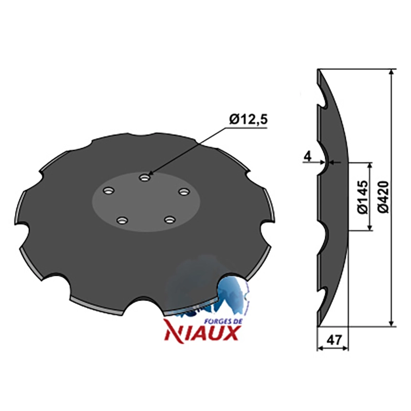 Landwirtschaft Bodenbearbeitung Scheibeneggen Scheibe mit flachem Ansatz gezackt Farmet|Niaux