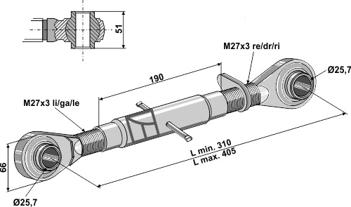 IHOF Oberlenker mit gehärteten Kugelaugen M27x3