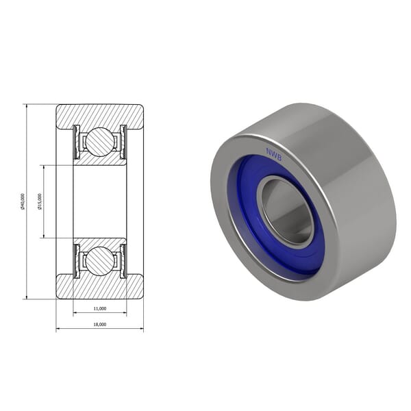 Kramp Laufrolle 15x40x18mm Kramp NWB20685