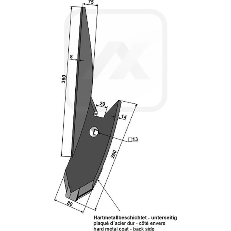 Landwirtschaft Bodenbearbeitung Grubber Schare & Leitbleche Randscharspitze - links Lemken