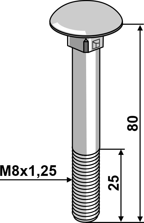 IHOF Flachrundschraube M8x1,25x80 verzinkt ohne Mutter