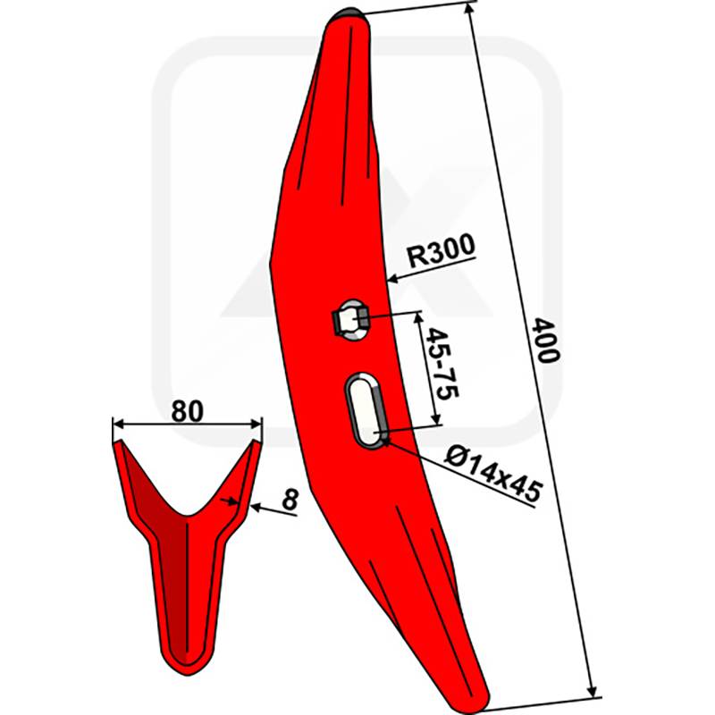 Landwirtschaft Bodenbearbeitung Grubber Schare & Leitbleche Grubberschar Melone 400mm Gard