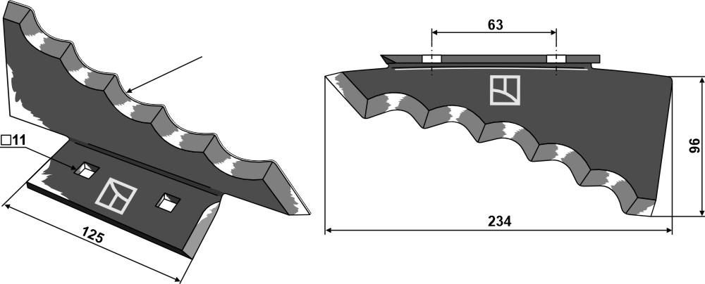 IHOF Futtermischwagenmesser - Hartmetallbeschichtet, rechts