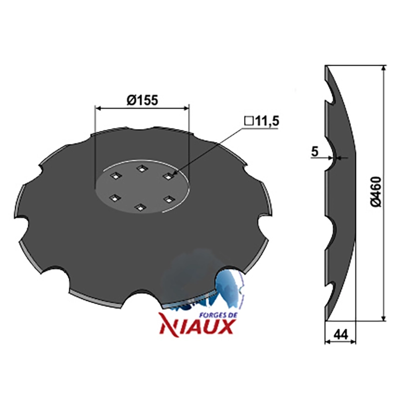 Landwirtschaft Bodenbearbeitung Scheibeneggen Scheibe mit flachem Ansatz gezackt Kuhn|Niaux