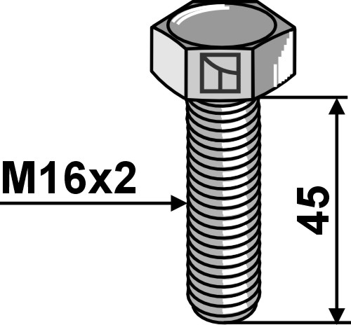 IHOF Sechskantschraube M16x2x45 ohne Mutter - Verzinkt