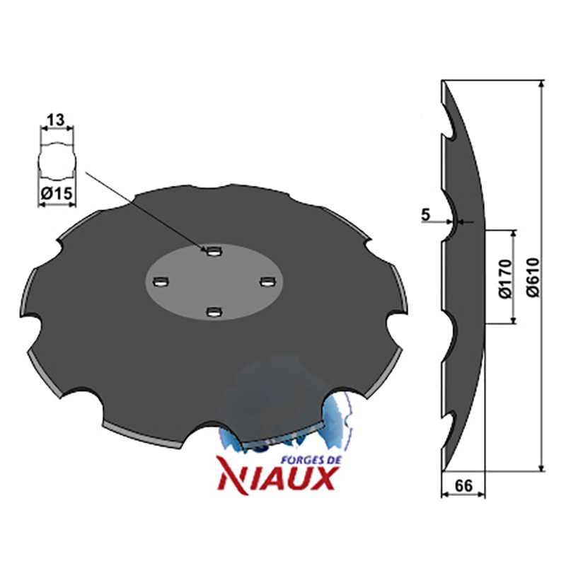 Landwirtschaft Bodenbearbeitung Scheibeneggen Scheibe mit flachem Ansatz gezackt Agrisem|Niaux