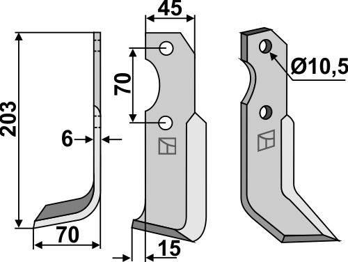IHOF Fräsmesser 203x45mm, links