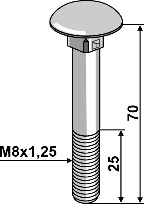 IHOF Flachrundschraube M8x1,25x70 verzinkt ohne Mutter