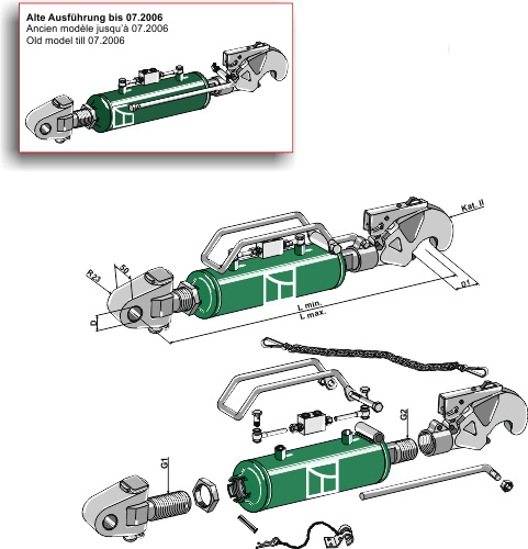 IHOF Hydraulischer Oberlenker mit Fanghaken und Gelenkkopf