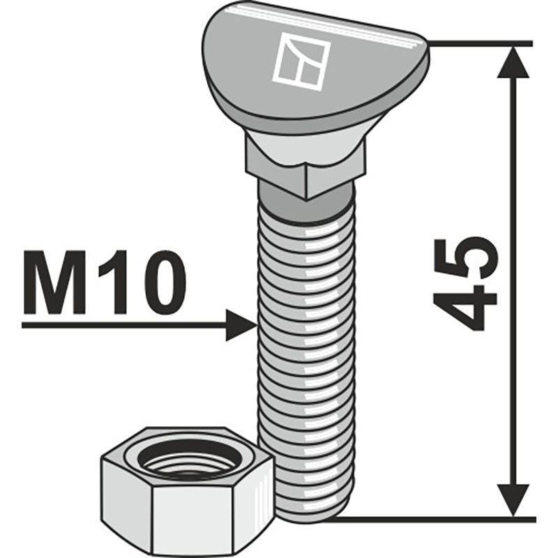 Landwirtschaft Bodenbearbeitung Grubber Schare & Leitbleche Planetschraube - M10x45 - 8.8
