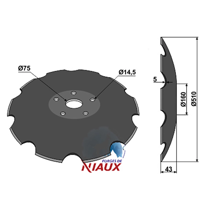 Landwirtschaft Bodenbearbeitung Scheibeneggen Scheibe mit flachem Ansatz gezackt Niaux