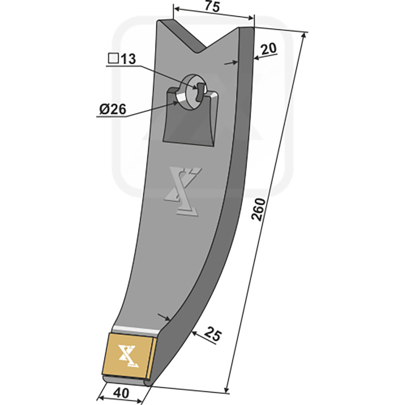 Landwirtschaft Bodenbearbeitung Grubber Schare & Leitbleche Scharspitze - Hartmetall Farmet Duolent|Farmet Triolent|Farmet Turbulent|Farmet