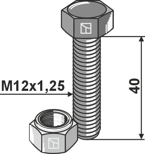 IHOF Sechskantschraube mit Feingewinde - M12x1,25x40 - 10.9 - Verzinkt