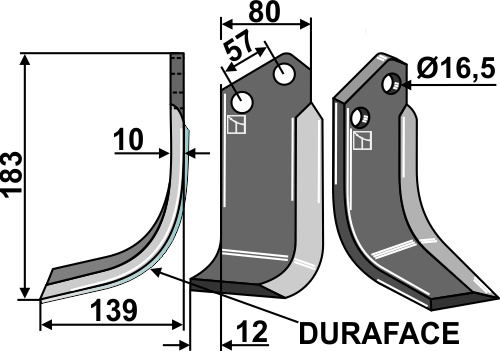 IHOF Fräsmesser DURAFACE 183x80mm, links