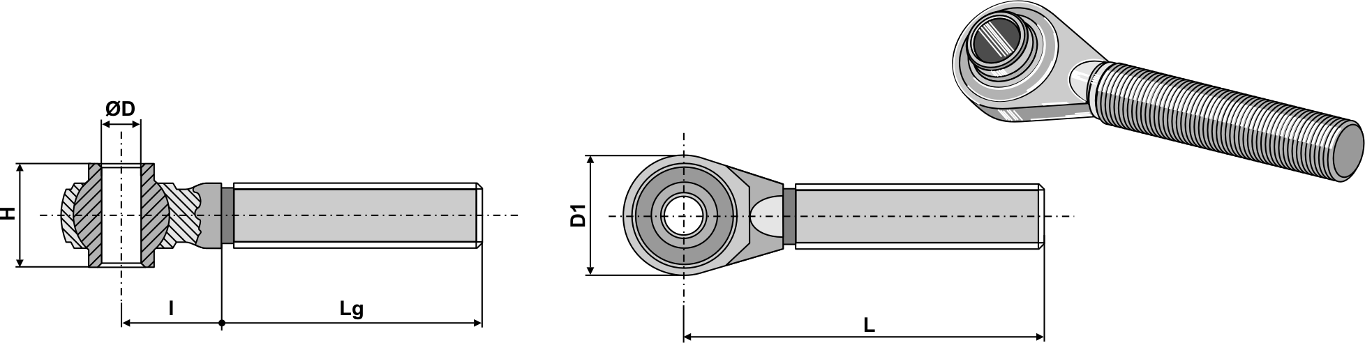 IHOF Spindel mit gehärteten Kugelaugen M30x3,5