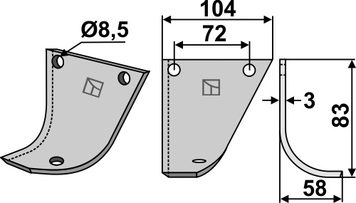 IHOF Fräsmesser 83x104mm, rechts