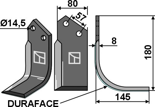 IHOF Fräsmesser 180x80mm, rechts - DURAFACE