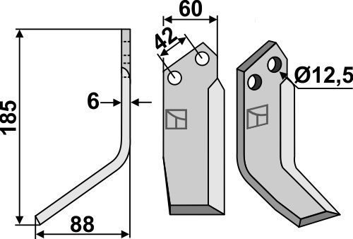 IHOF Fräsmesser 185x60mm, links