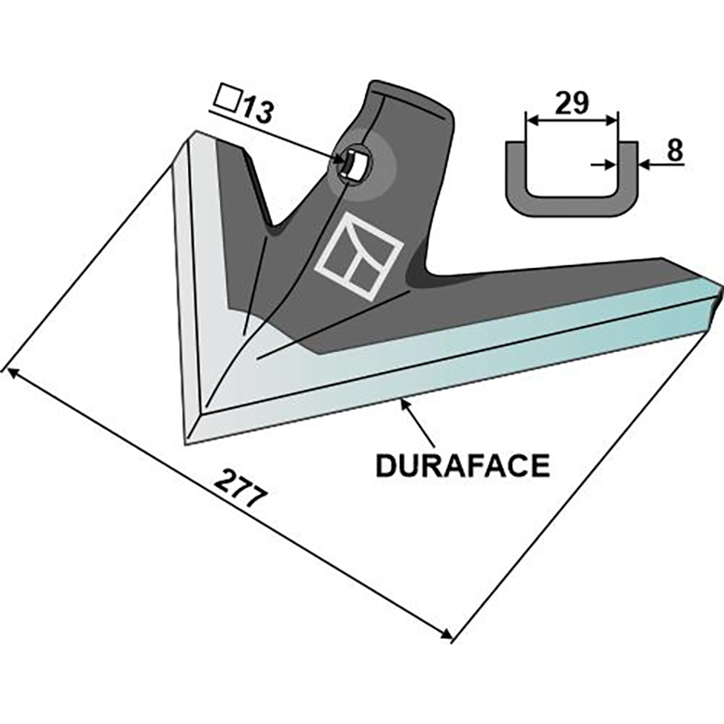 Landwirtschaft Bodenbearbeitung Grubber Schare & Leitbleche Gänsefussschar 277mm Farmet Kompaktomat