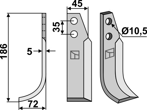 IHOF Fräsmesser 186x45mm, links