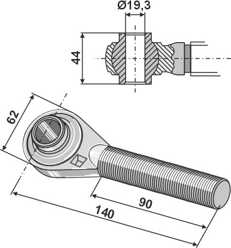 IHOF Spindel mit gehärteten Kugelaugen M30x3,5