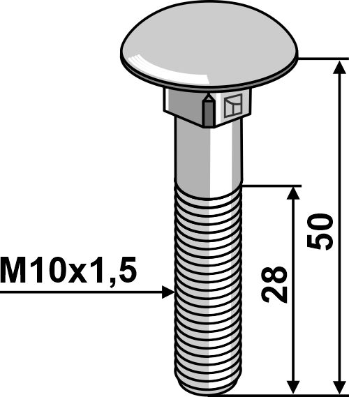 IHOF Flachrundschraube M10x1,5x50 verzinkt ohne Mutter