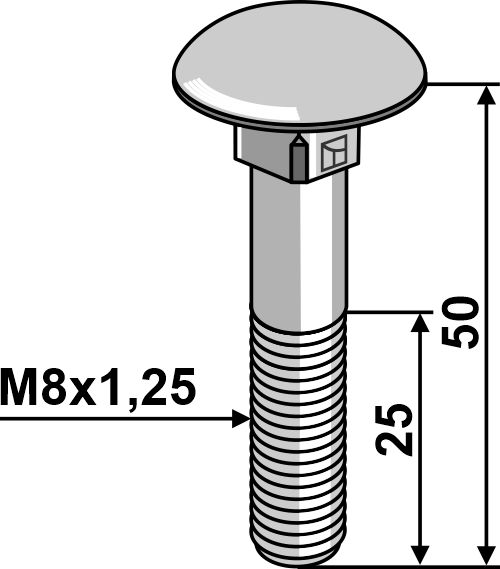 IHOF Flachrundschraube M8x1,25x50 verzinkt ohne Mutter