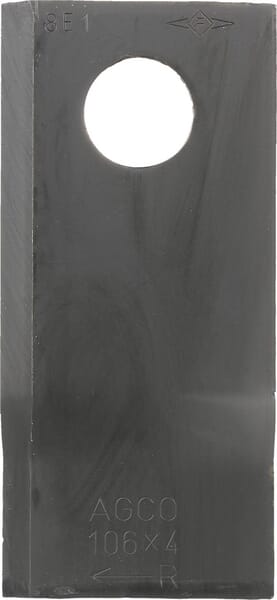 Mähmesser rechts 106x48x4 mm, Bohrung Ø 19 mm, geeignet für Fella (122330) von Agco