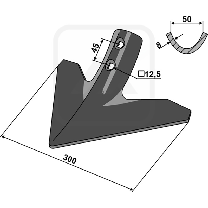 Landwirtschaft Bodenbearbeitung Grubber Schare & Leitbleche Gänsefussschar 300mm