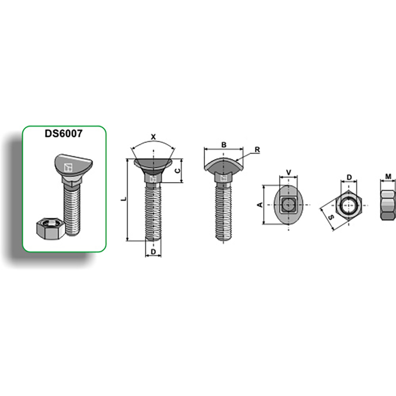Landwirtschaft Bodenbearbeitung Grubber Schare & Leitbleche Planetschraube - M10x40 - 8.8