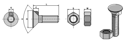 IHOF Pflugschraube DIN 604 M8x1,25x90 mit Sechskantmutter