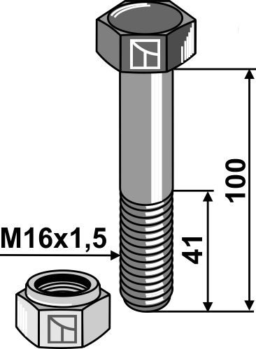 IHOF Sechskantschraube M16x1,5x100 mit Sicherungsmutter