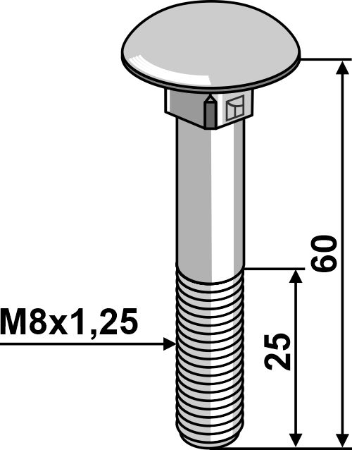 IHOF Flachrundschraube M8x1,25x60 verzinkt ohne Mutter