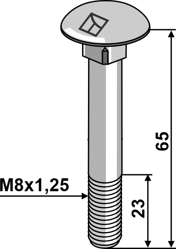 IHOF Flachrundschraube M8x1,25x65 verzinkt mit Mutter