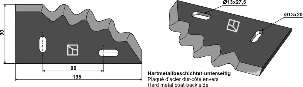 IHOF Futtermischwagenmesser - Hartmetallbeschichtet, links