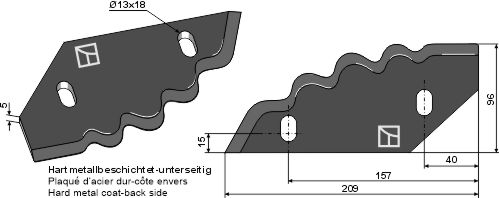 IHOF Futtermischwagenmesser - Hartmetallbeschichtet - links