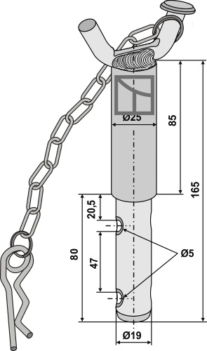 IHOF Stufenbolzen mit Griff, Kette und Federvorstecker
