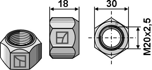 IHOF Ganzmetallmutter mit Klemmteil M20 - DIN980 verz. 10.9