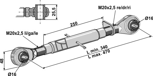 IHOF Oberlenker mit gehärteten Kugelaugen M20x2,5