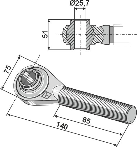 IHOF Spindel mit gehärteten Kugelaugen M30x3,5