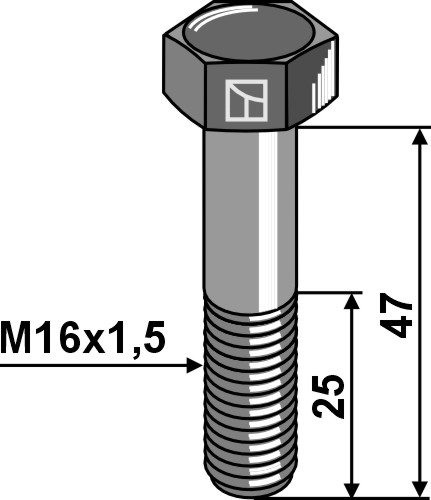 IHOF Sechskantschraube mit Feingewinde - M16x1,5X47 - 12.9