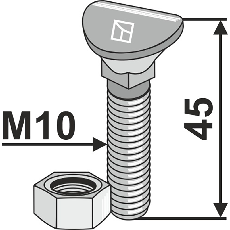 Landwirtschaft Bodenbearbeitung Grubber Schare & Leitbleche Planetschraube - M10x45 - 10.9
