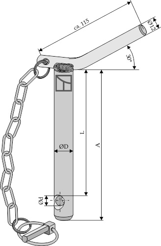IHOF Sicherungsbolzen mit Kette und Klappsplint für Oberlenker