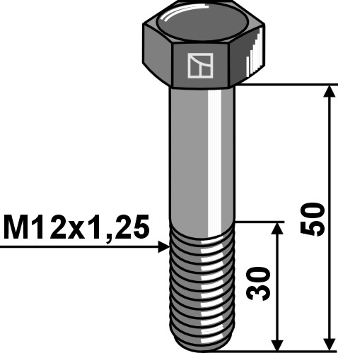 IHOF Sechskantschraube mit Feingewinde - M12x1,25x50 - 12.9