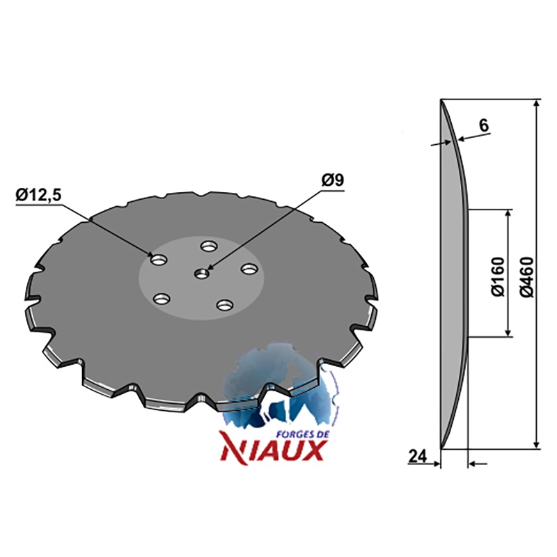 Landwirtschaft Bodenbearbeitung Scheibeneggen Scheibe mit flachem Ansatz gezackt Kverneland|Accord|Niaux