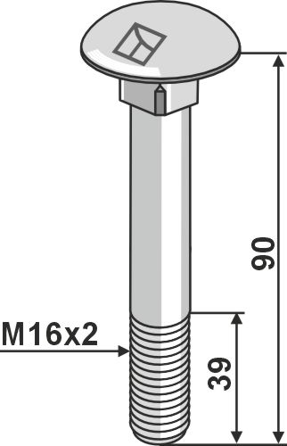 IHOF Flachrundschraube M16x2x90 verzinkt ohne Mutter