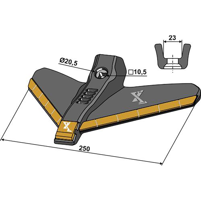 Landwirtschaft Bodenbearbeitung Grubber Schare & Leitbleche Gänsefussschar 250mm - Hartmetall Lemken Kompaktor|Lemken