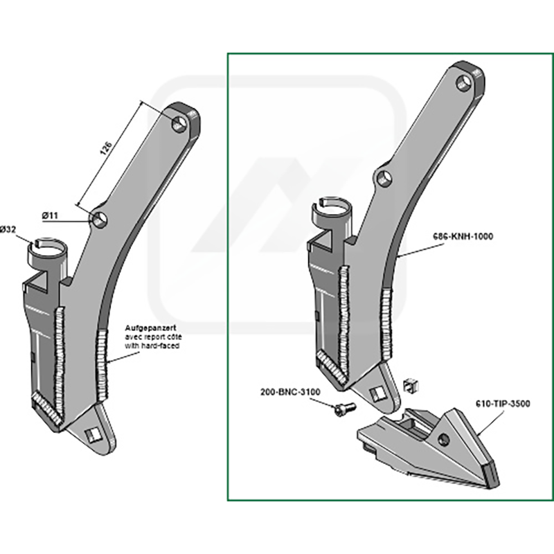 Landwirtschaft Bodenbearbeitung Grubber Schare & Leitbleche Säscharadapter Seed Hawk|Bourgault